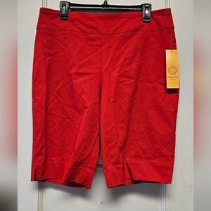 Ruby Rd. Bright Red Pull-On Bermuda Shorts